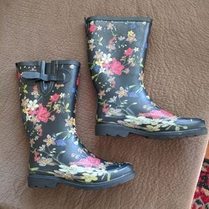 Floral Rubber Boots